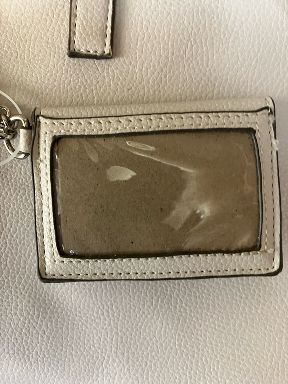 Steve Madden Cream Leather Tote with Removable Card Holder - Picture 12 of 13